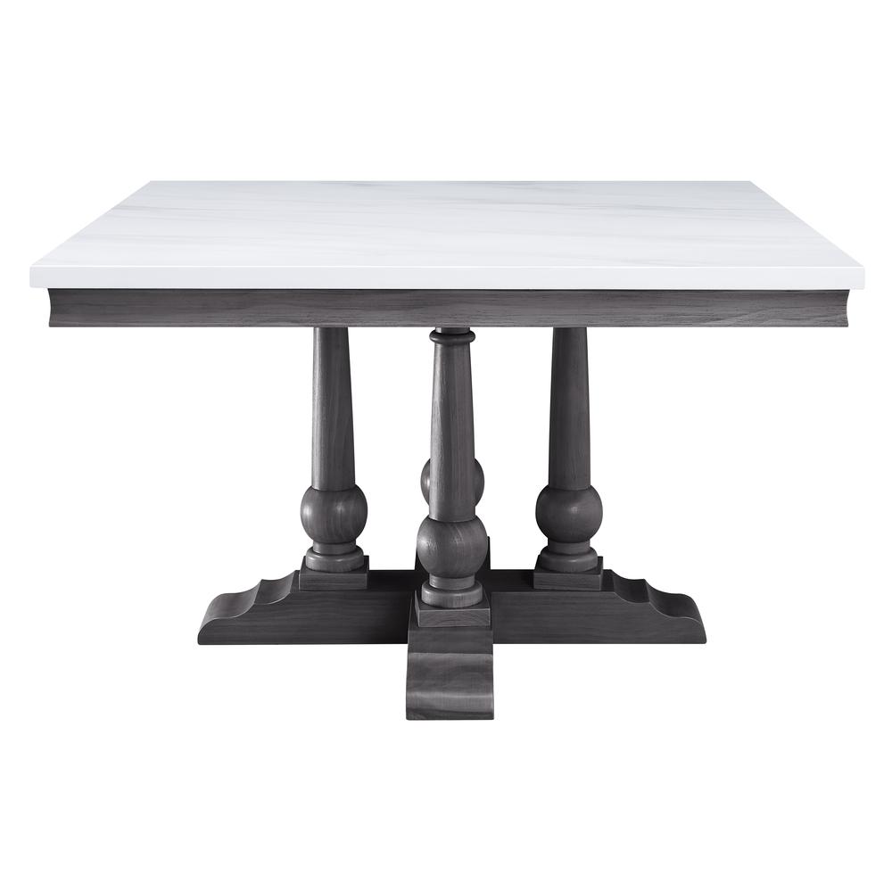 Yabeina Square Dining Table , Marble Top & Gray Oak Finish (73270). Picture 3