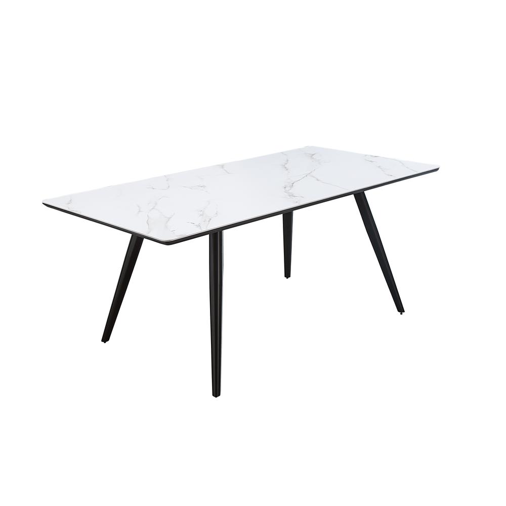 Caspian Dining Table, White Printed Faux Marble & Black Finish (74010). Picture 2
