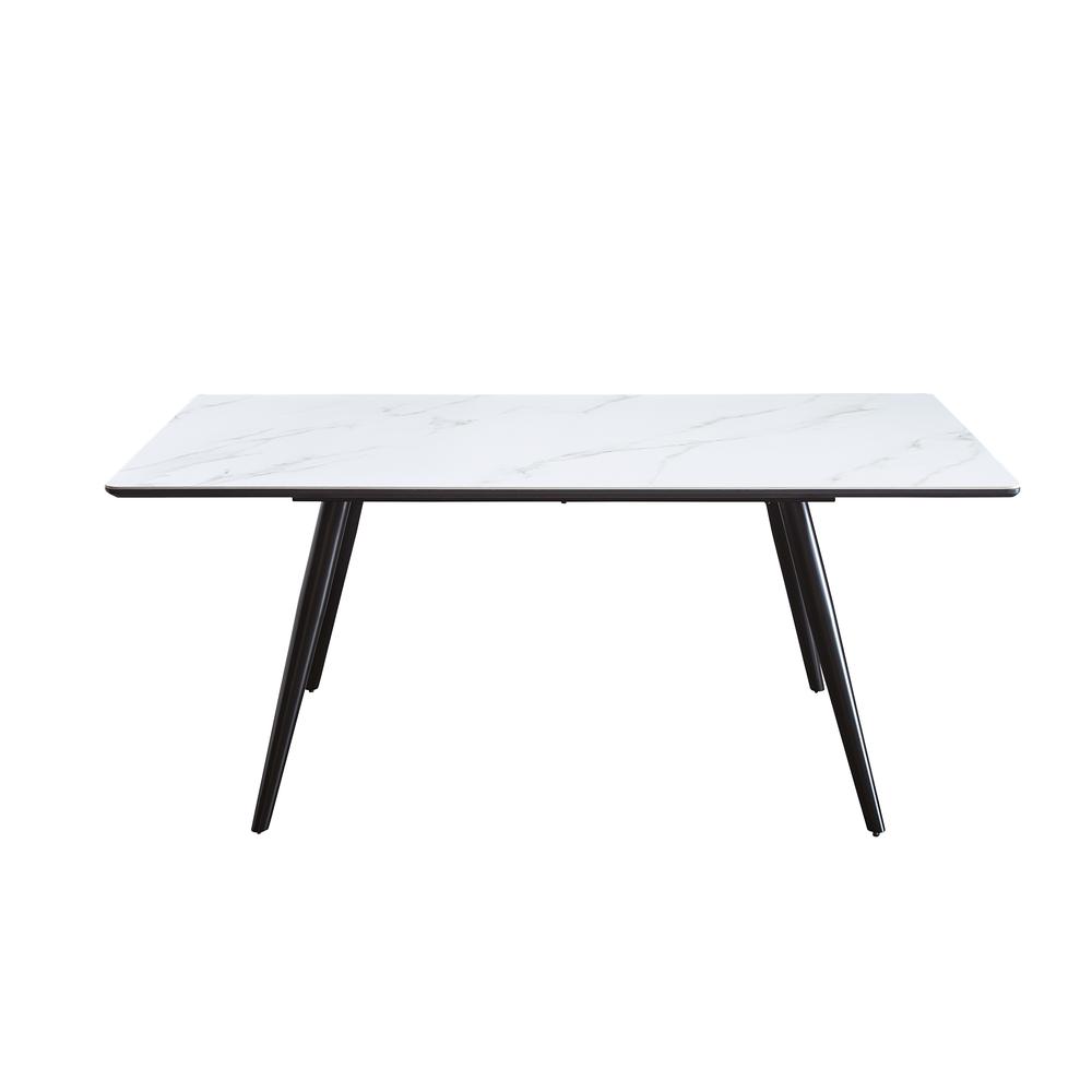 Caspian Dining Table, White Printed Faux Marble & Black Finish (74010). Picture 3