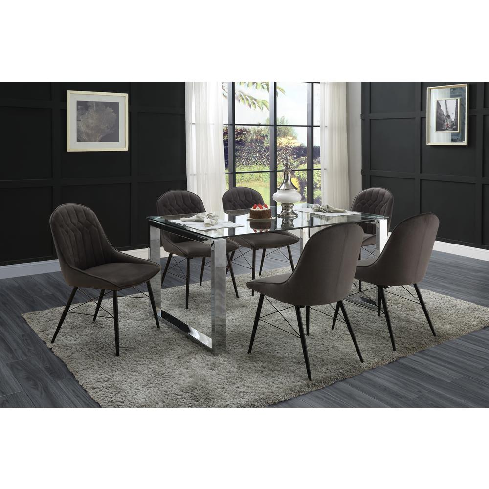 ACME Abraham Side Chair, Gray Fabric & Black Finish. Picture 1