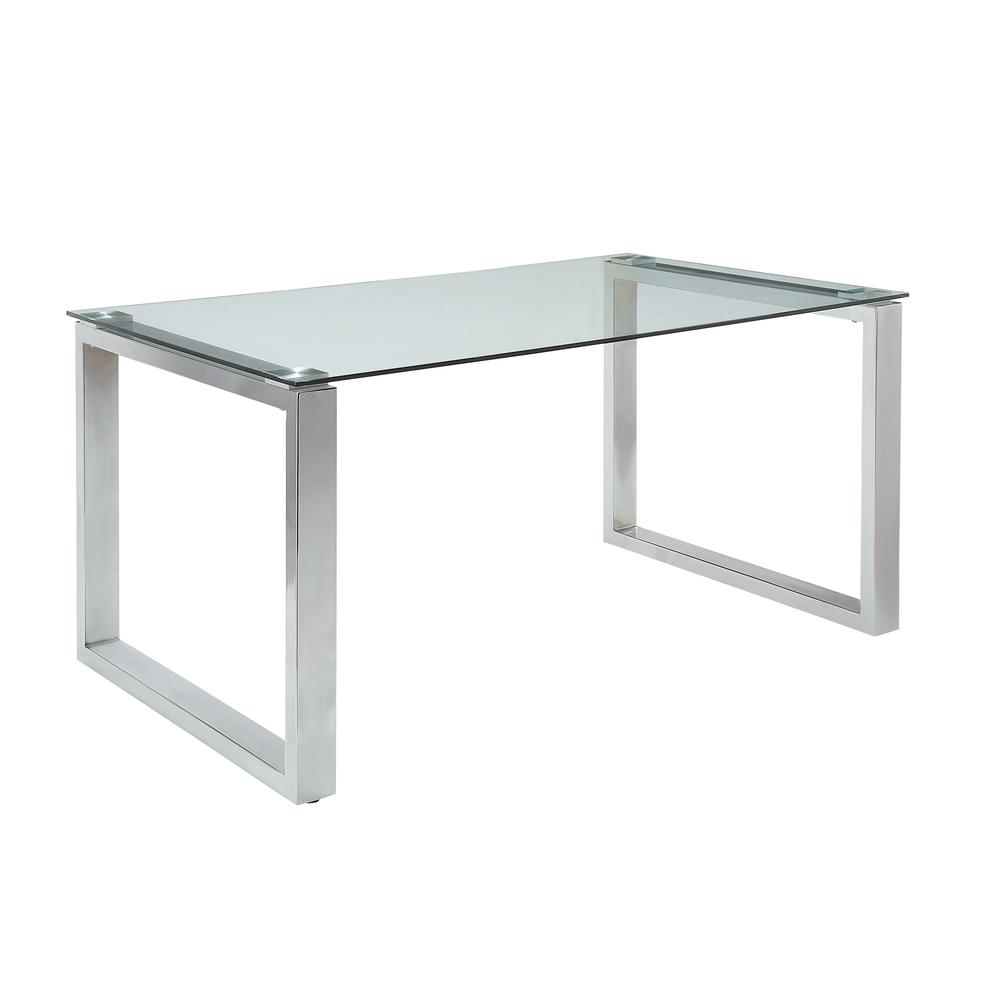 Abraham Dining Table, Clear Glass & Chrome Finish (74015). Picture 2