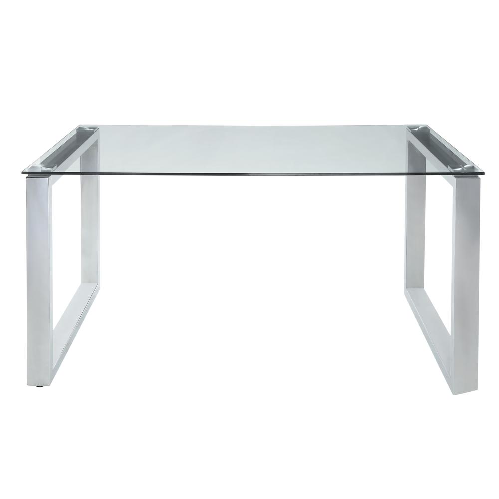Abraham Dining Table, Clear Glass & Chrome Finish (74015). Picture 3