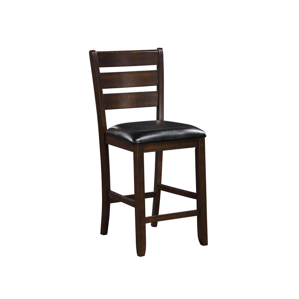 Urbana Counter Height Chair (Set-2), Black PU & Espresso. Picture 1
