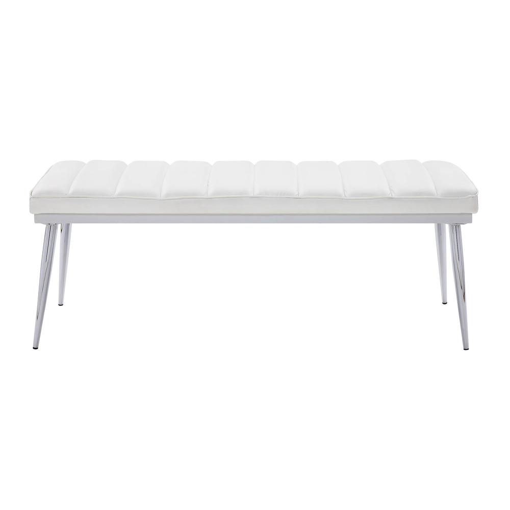 Weizor Bench, White PU & Chrome. Picture 2