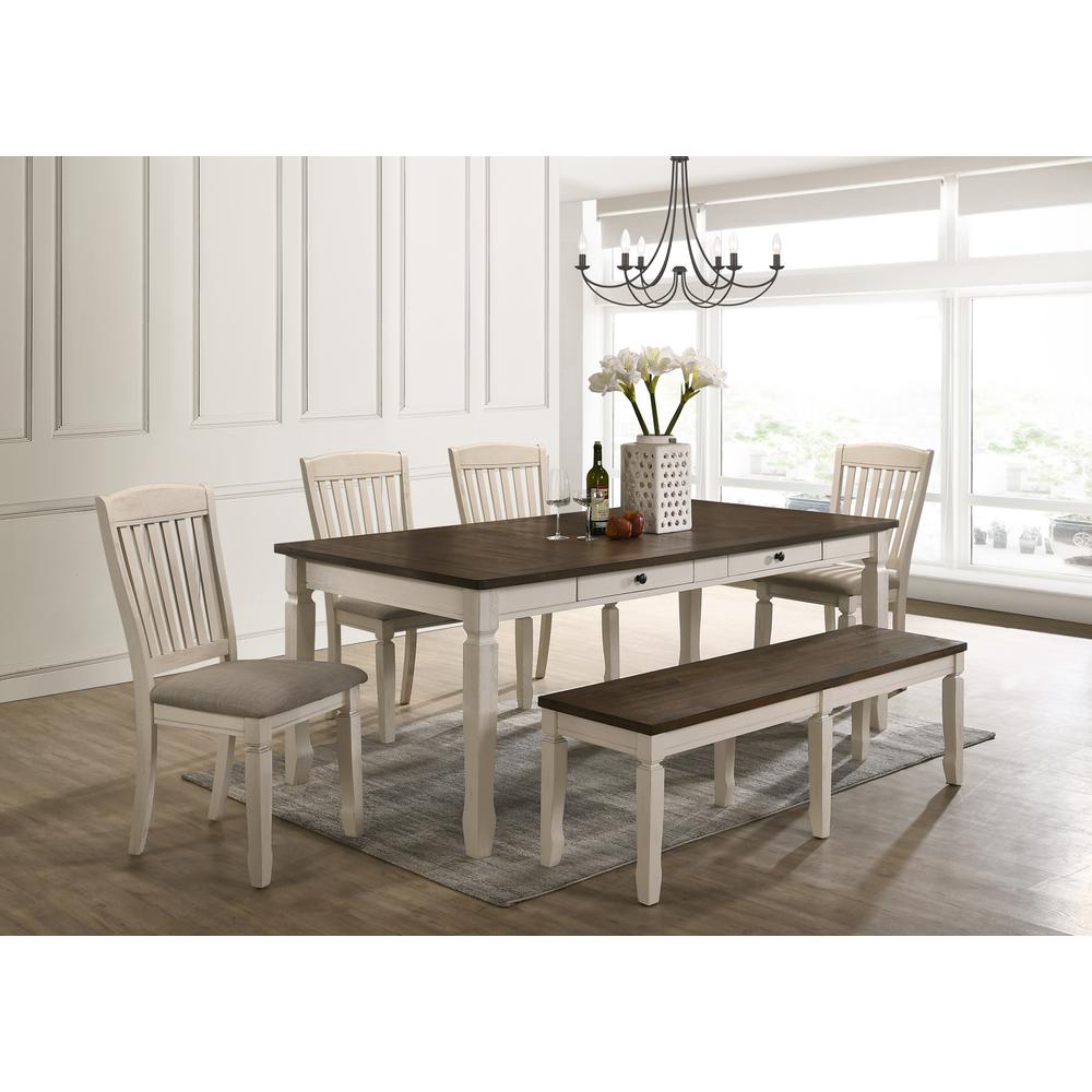 ACME Fedele Dining Table, Weathered Oak & Cream Finish. Picture 1