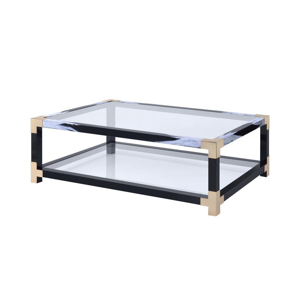 Lafty Coffee Table, White Brushed & Clear Glass. Picture 3