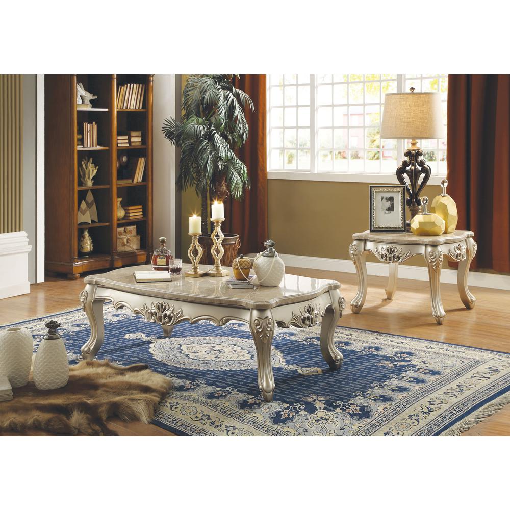 Ranita End Table, Marble & Champagne (81042). Picture 1