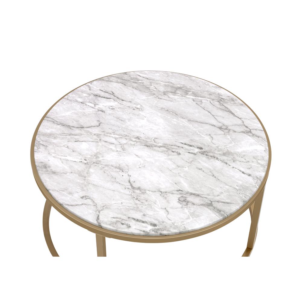 Shanish 2Pc Pk Nesting Table Set, Faux Marble & Gold. Picture 5