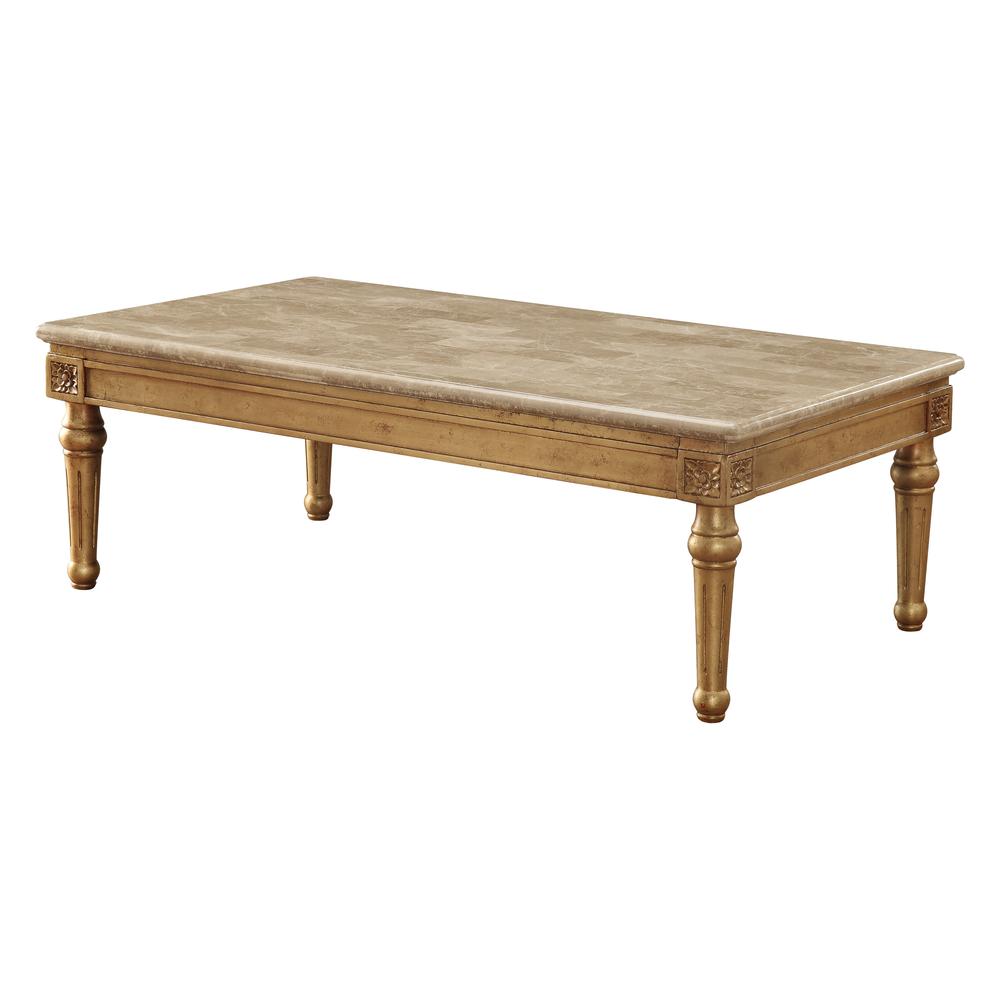 Daesha Coffee Table, Marble & Antique Gold (81715). Picture 1