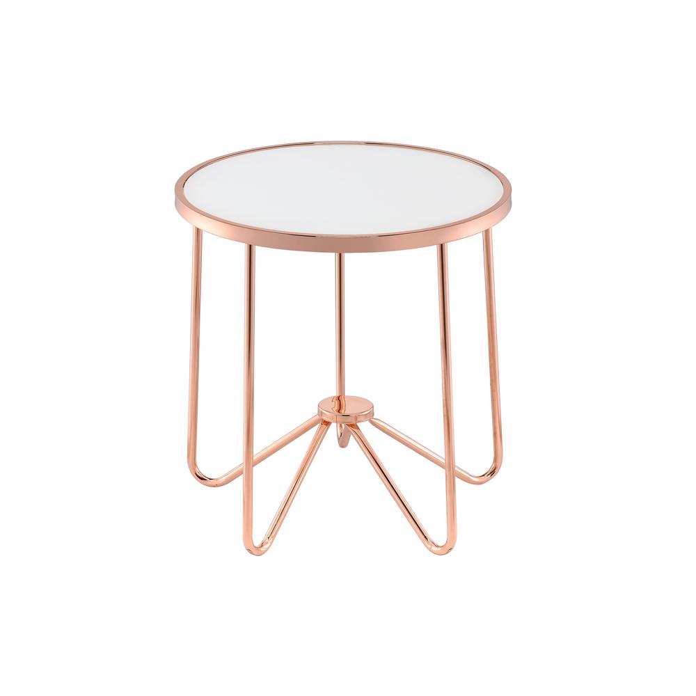 Alivia End Table, Rose Gold & Frosted Glass. Picture 1