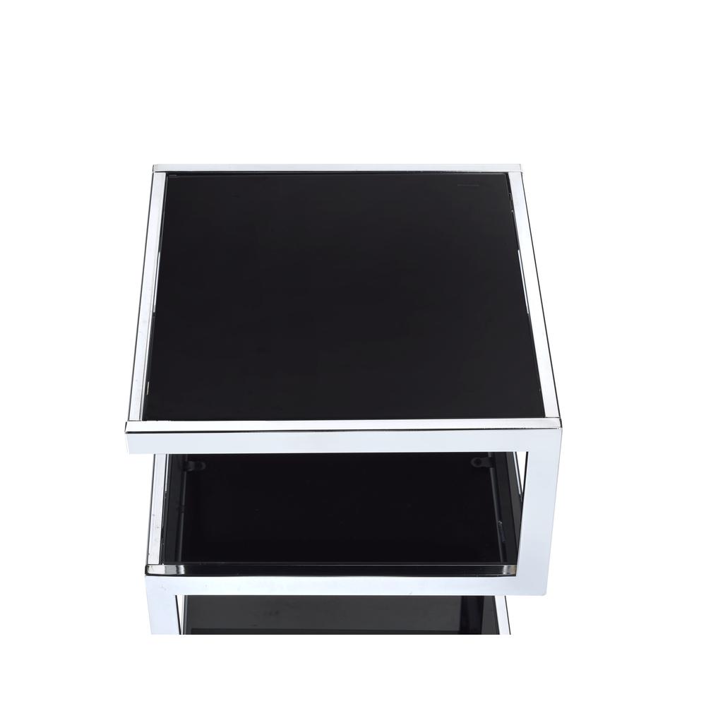 Alyea End Table, Chrome & Black Glass. Picture 3