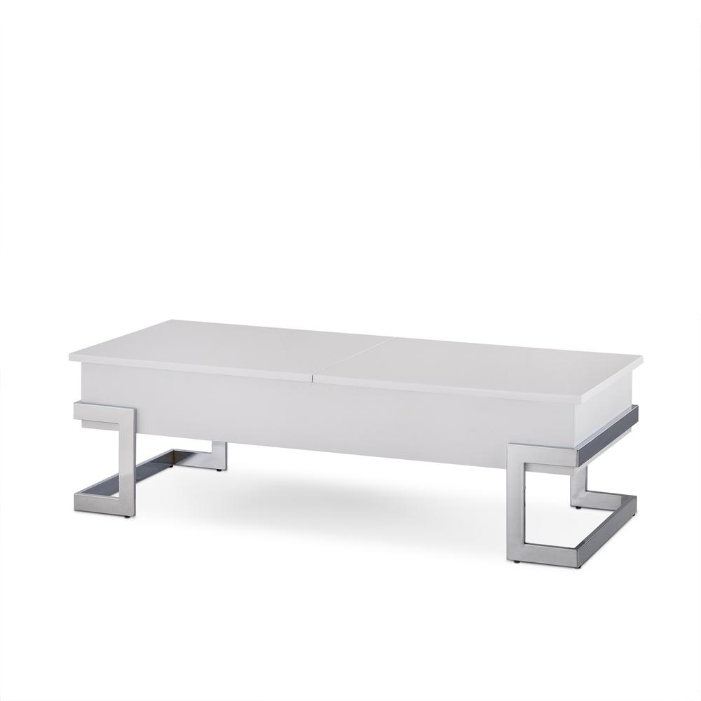 Calnan Coffee Table w/Lift Top, White & Chrome. Picture 1