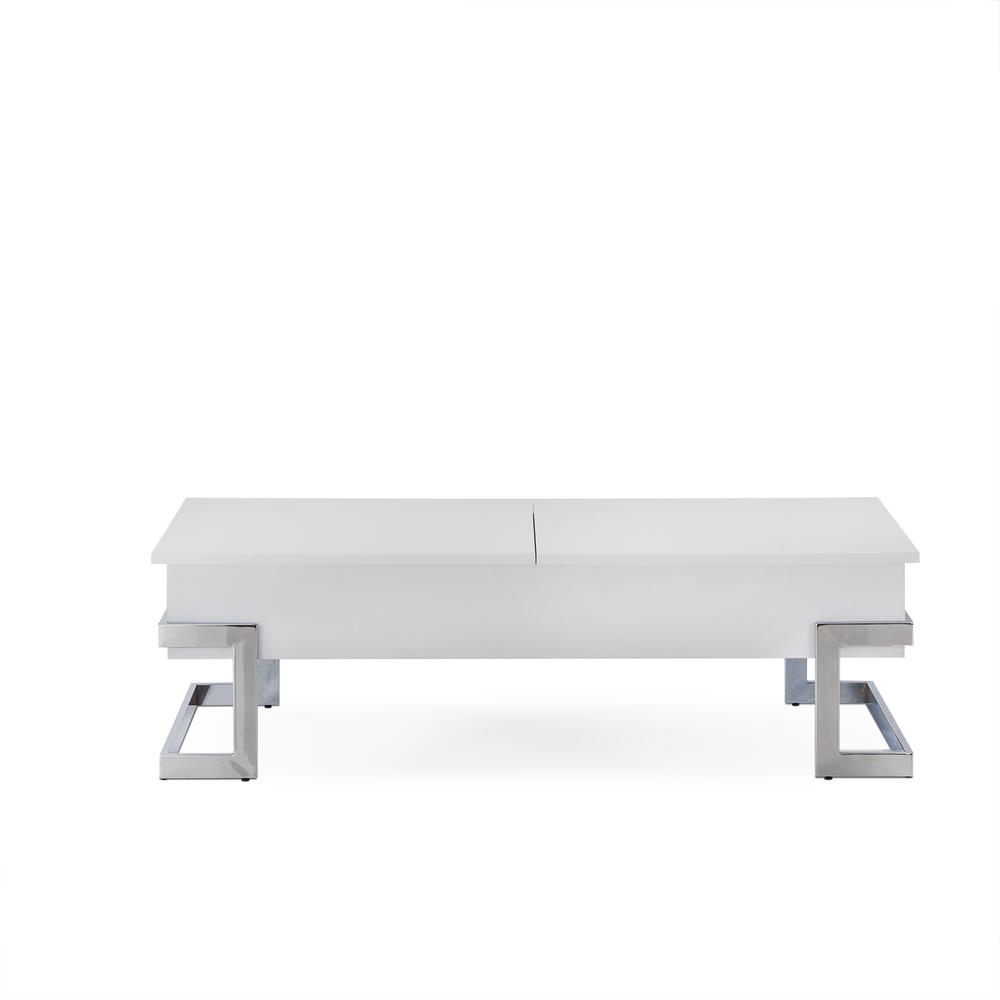 Calnan Coffee Table w/Lift Top, White & Chrome. Picture 2
