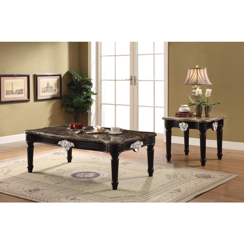 Ernestine End Table, Marble & Black  (82152). Picture 1