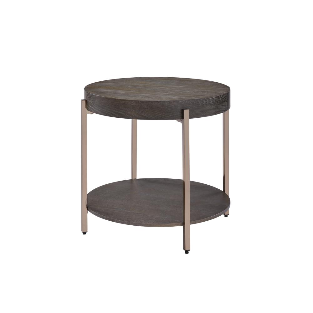 Weyton End Table, Dark Oak & Champagne. Picture 1