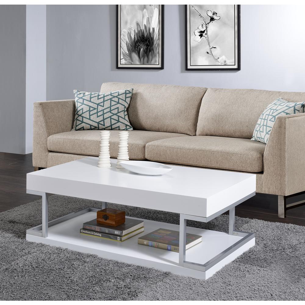 Coffee Table, White High Gloss & Chrome 83125. Picture 1