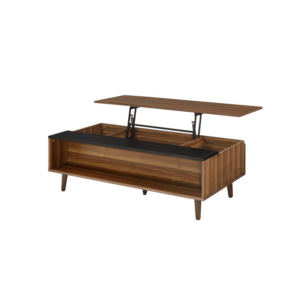 Coffee Table w/Lift Top, Walnut & Black 83140. Picture 5