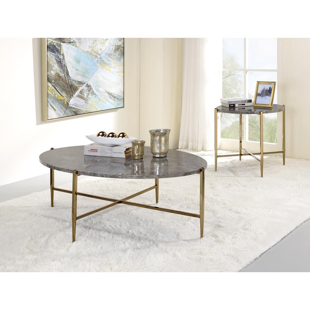 Coffee Table, Faux Marble & Champagne Finish 83475. Picture 1
