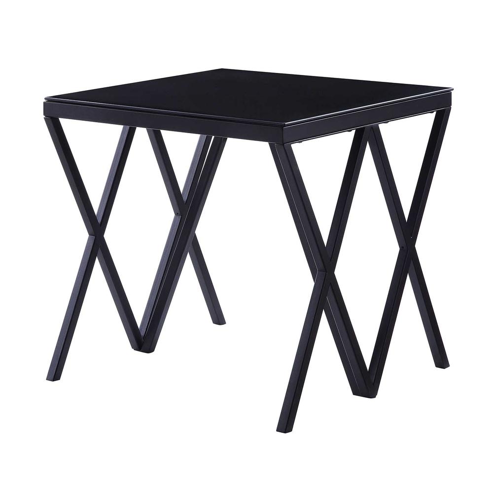 Magenta End Table, Black & Glass. Picture 1