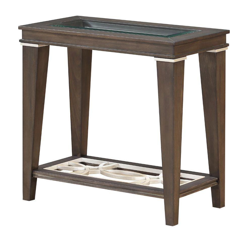 Peregrine Walnut & Glass Accent Table. Picture 1