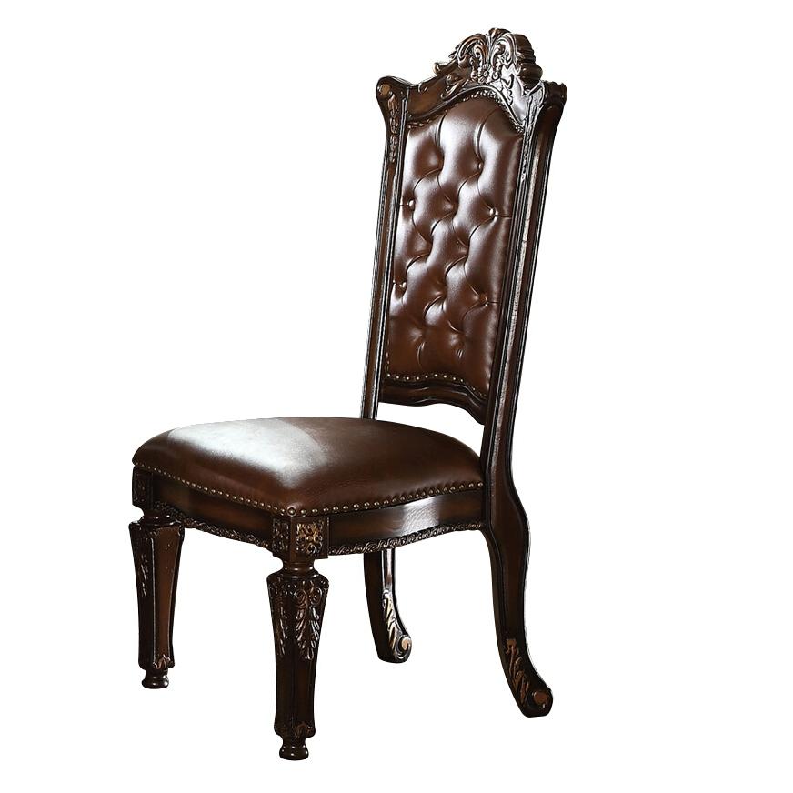 Vendome Side Chair (Set-2), Cherry PU & Cherry Finish. Picture 1