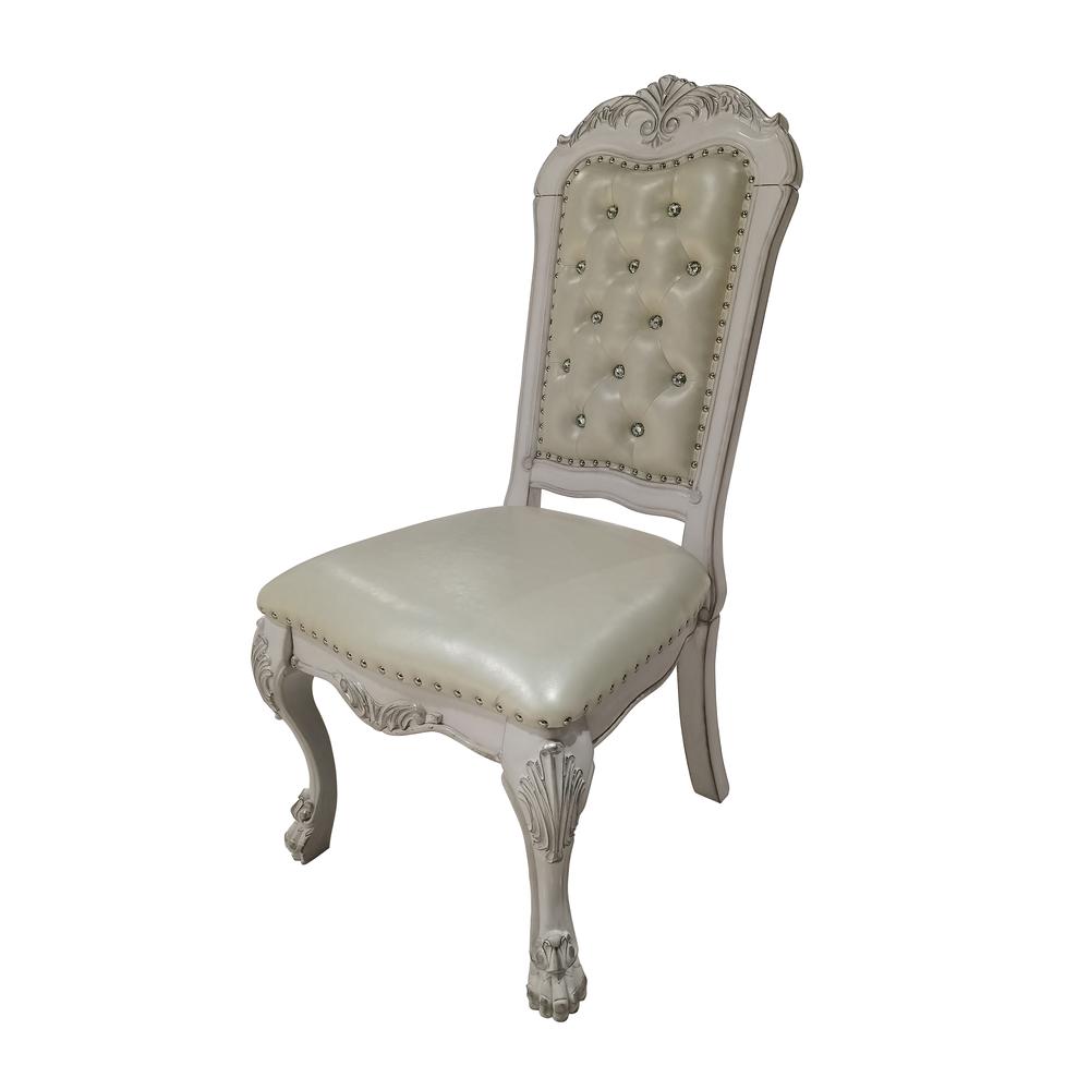 Dresden  Synthetic Leather & Bone White Finish Side Chair (Set-2). Picture 1