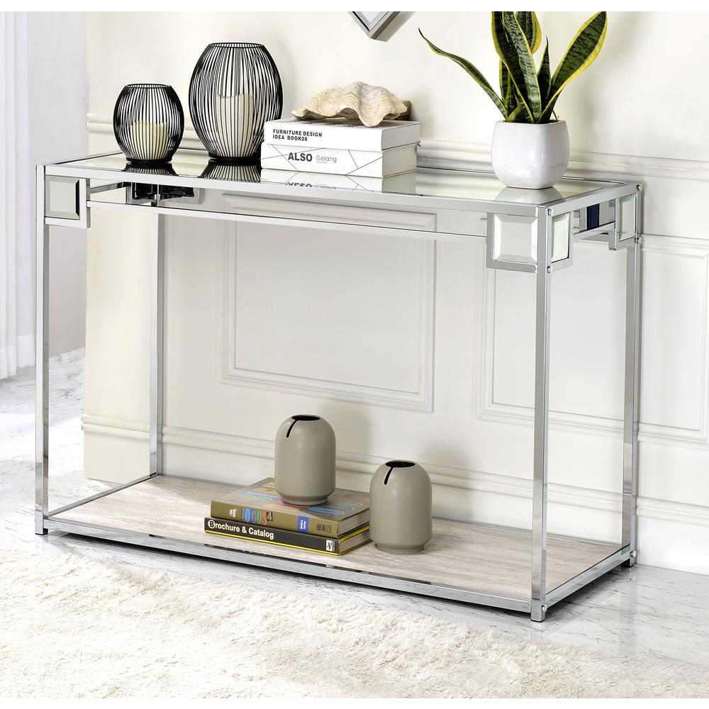 Console Table, Mirrored, Chrome 90308. Picture 1