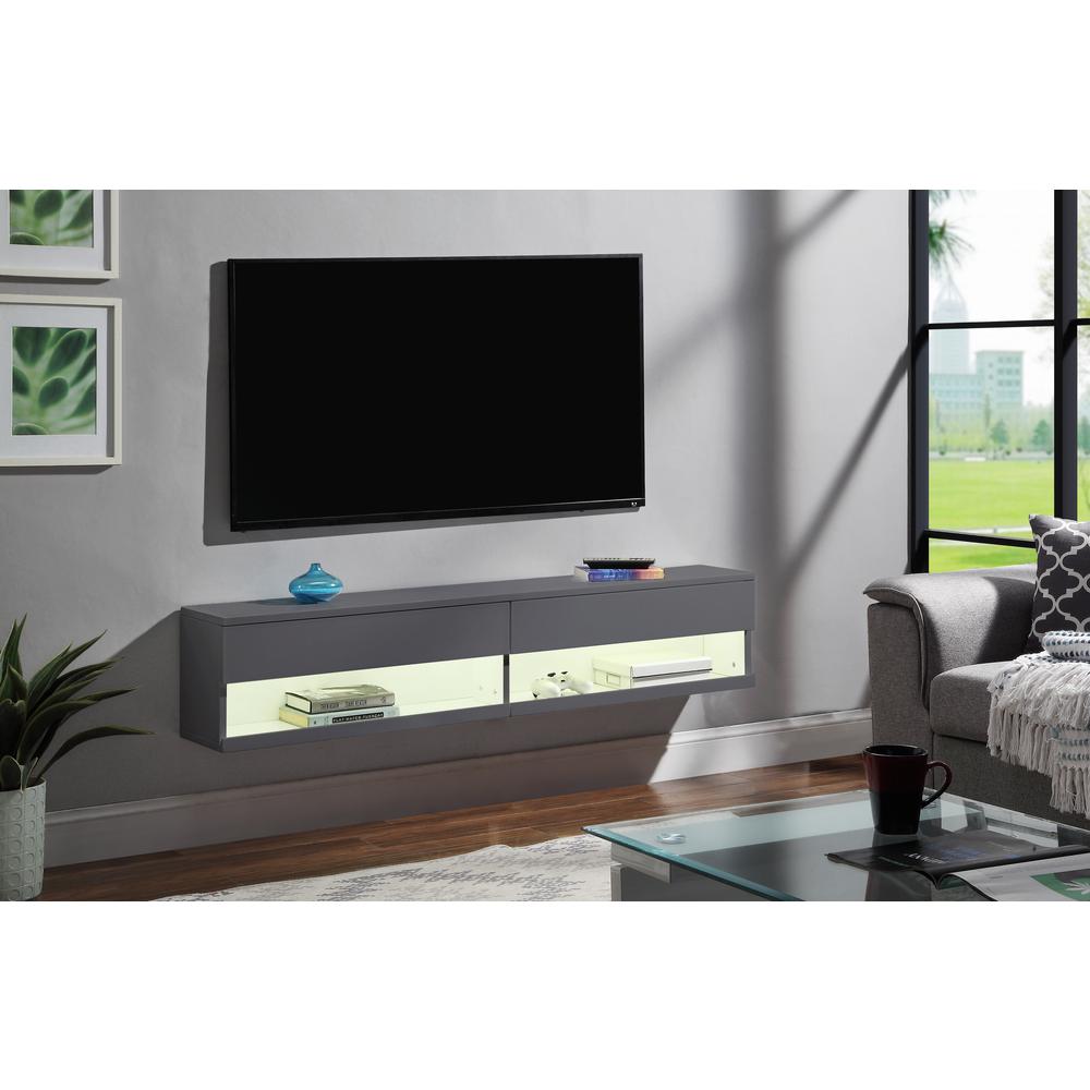 Ximena Floating TV Stand, LED & Gray Finish (91347). Picture 6