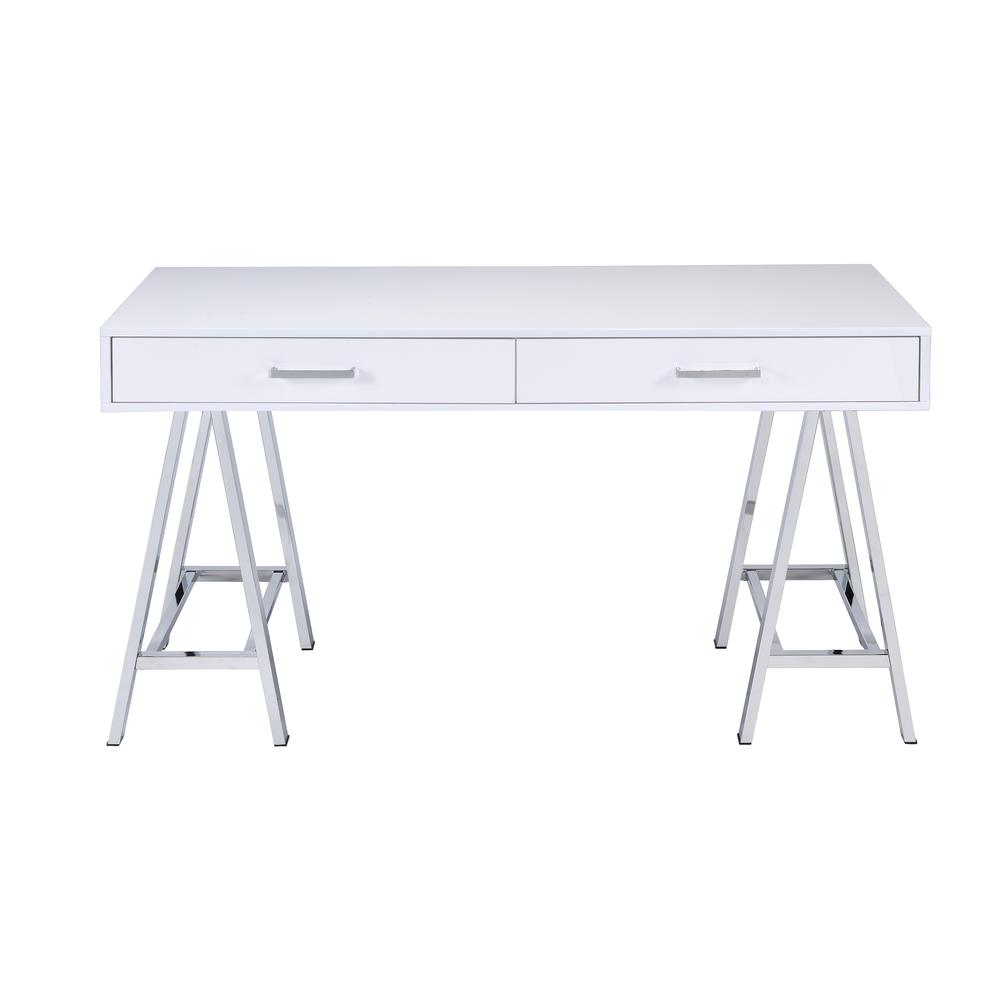 Coleen Desk, White High Gloss & Chrome. Picture 3