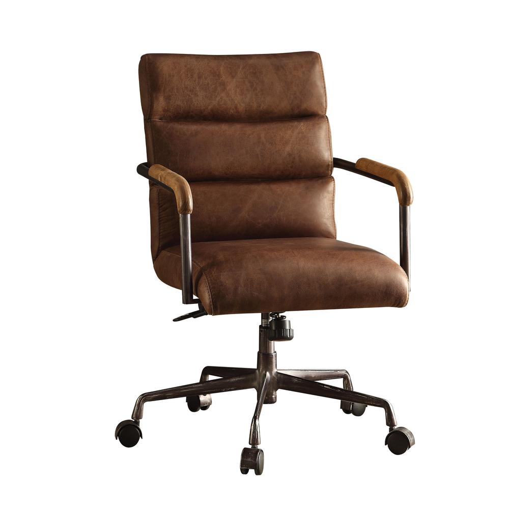 Harith Executive Office Chair, Retro Brown Top Grain Leather. Picture 1