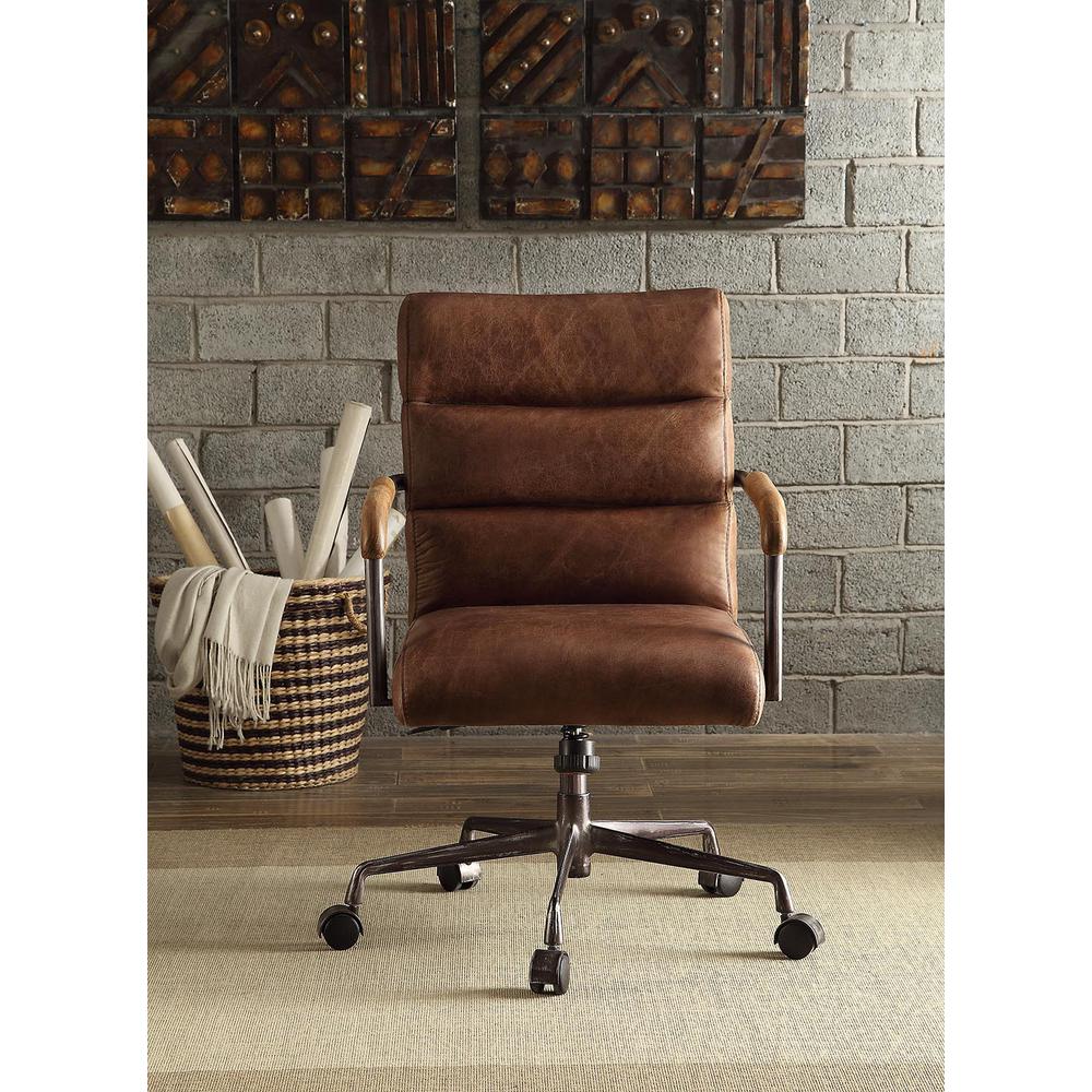 Harith Executive Office Chair, Retro Brown Top Grain Leather. Picture 3