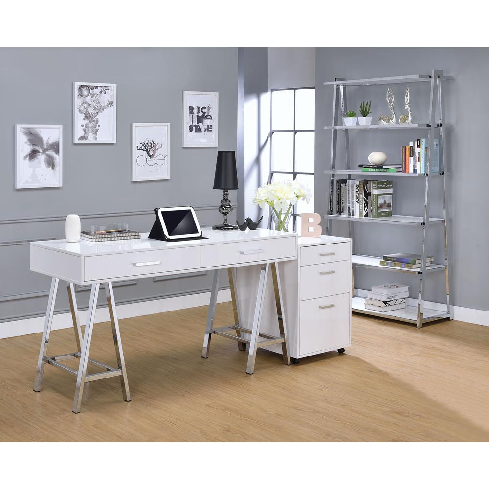 Coleen Desk, White High Gloss & Chrome. Picture 5