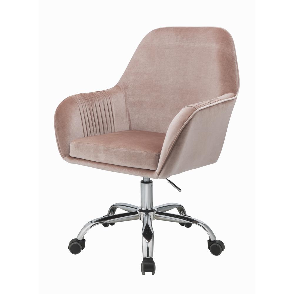 Eimer Office Chair, Peach Velvet & Chrome. Picture 2