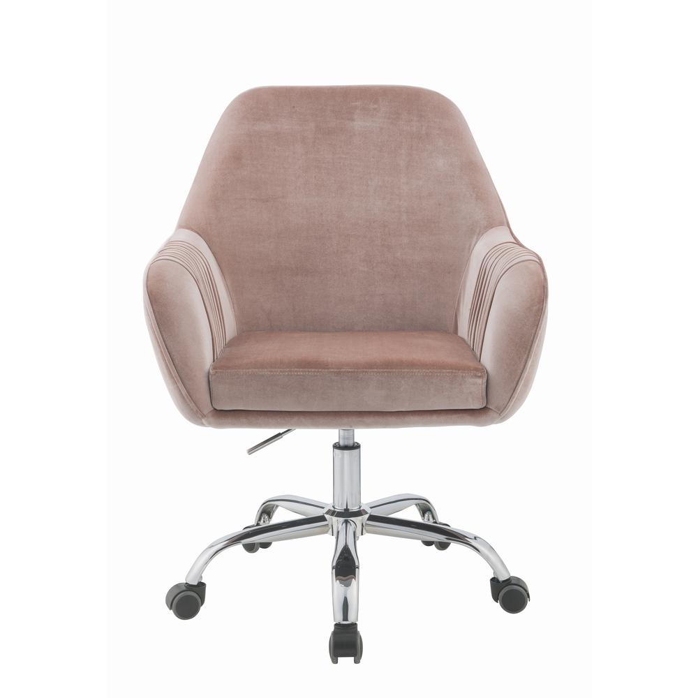 Eimer Office Chair, Peach Velvet & Chrome. Picture 4