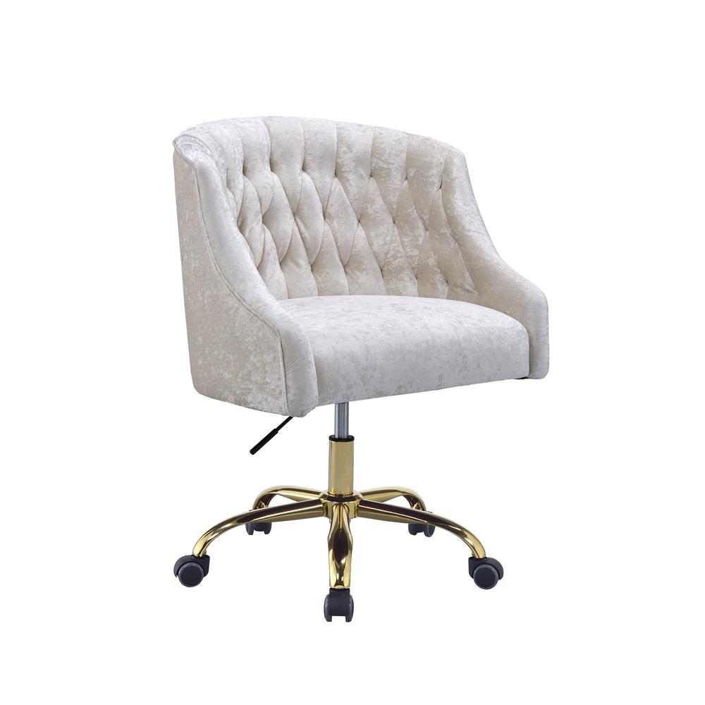 Levian Office Chair, Vintage Cream Velvet & Gold. Picture 1