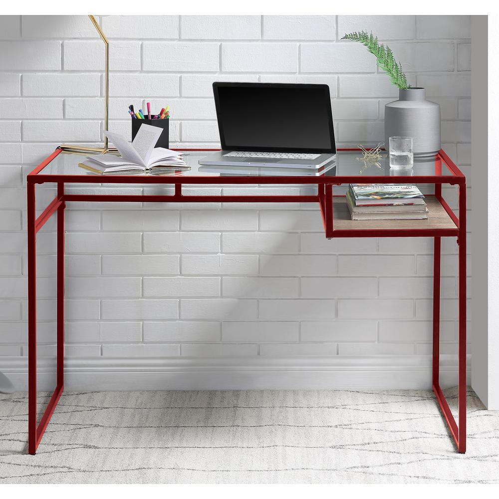 ACME Yasin  Writing Desk, Red & Glass. The main picture.