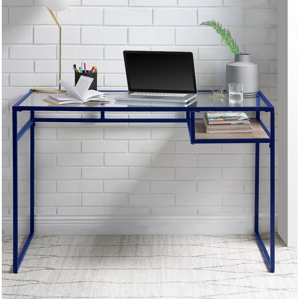 ACME Yasin  Writing Desk, Blue & Glass. Picture 1