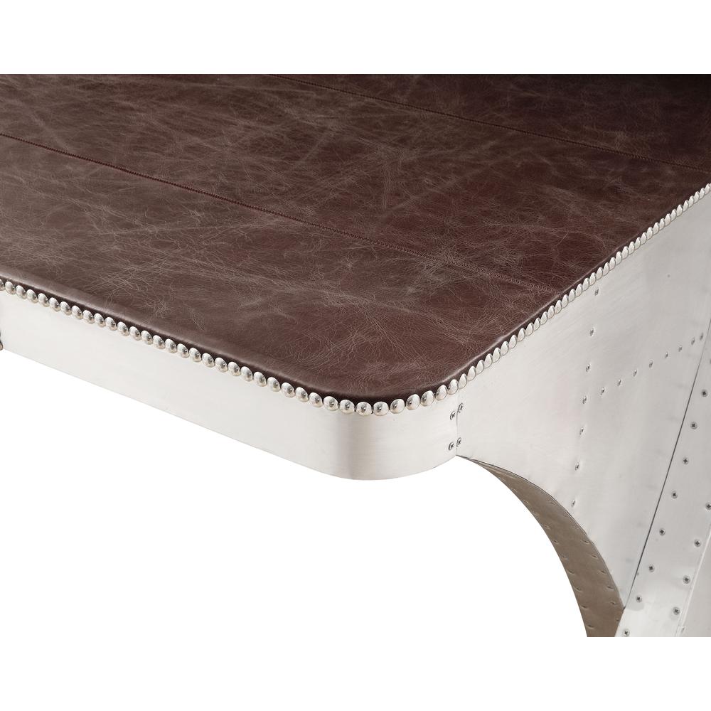 Brancaster Desk, Retro Brown Top Grain Leather & Aluminum (92857). Picture 3