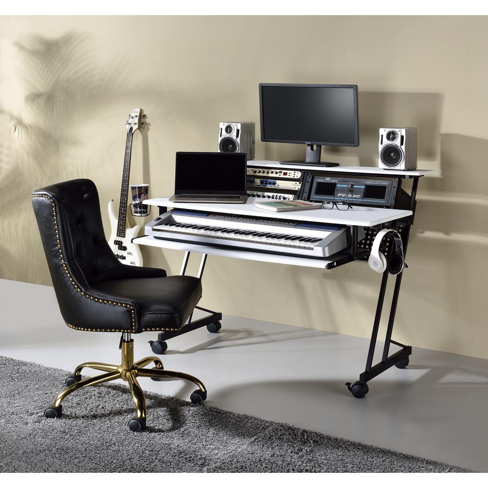Music Recording Studio Desk, White & Black 92902. Picture 1