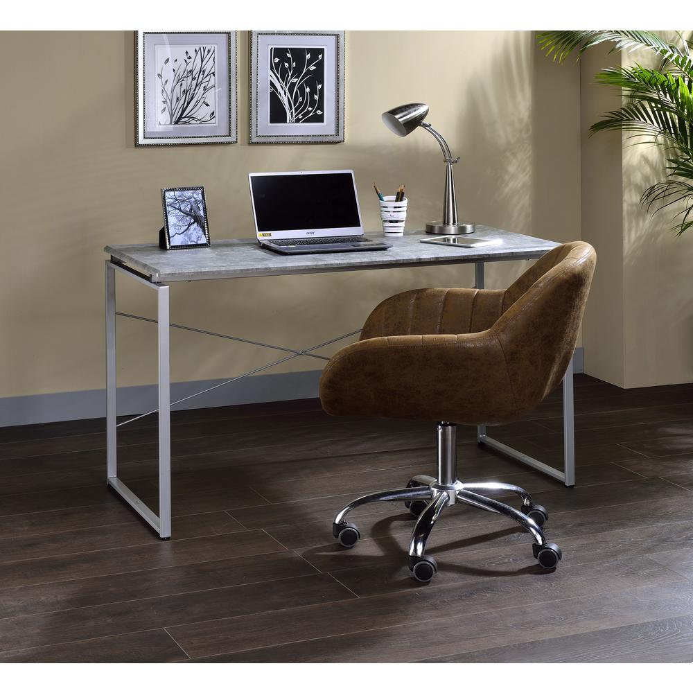 Desk, Faux Concrete & Silver 92905. Picture 5