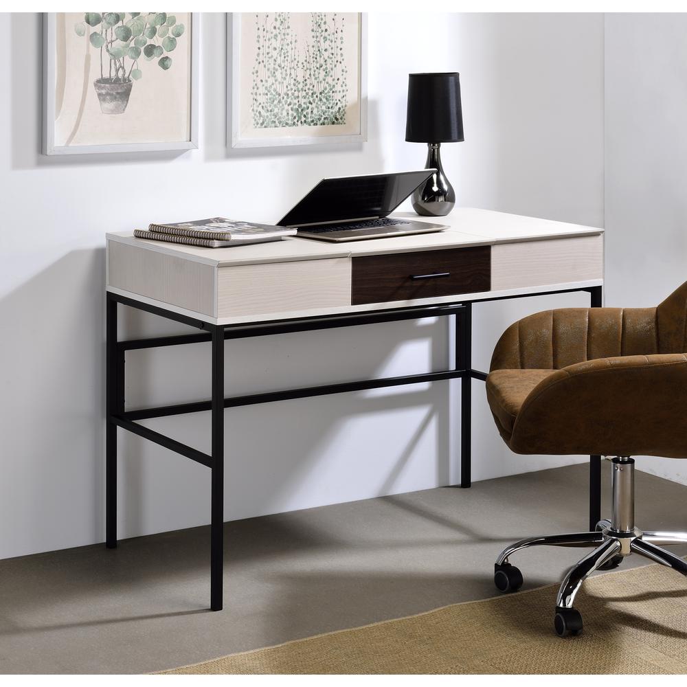 Built-in USB Port Writing Desk, Natural & Black Finish 93090. Picture 2