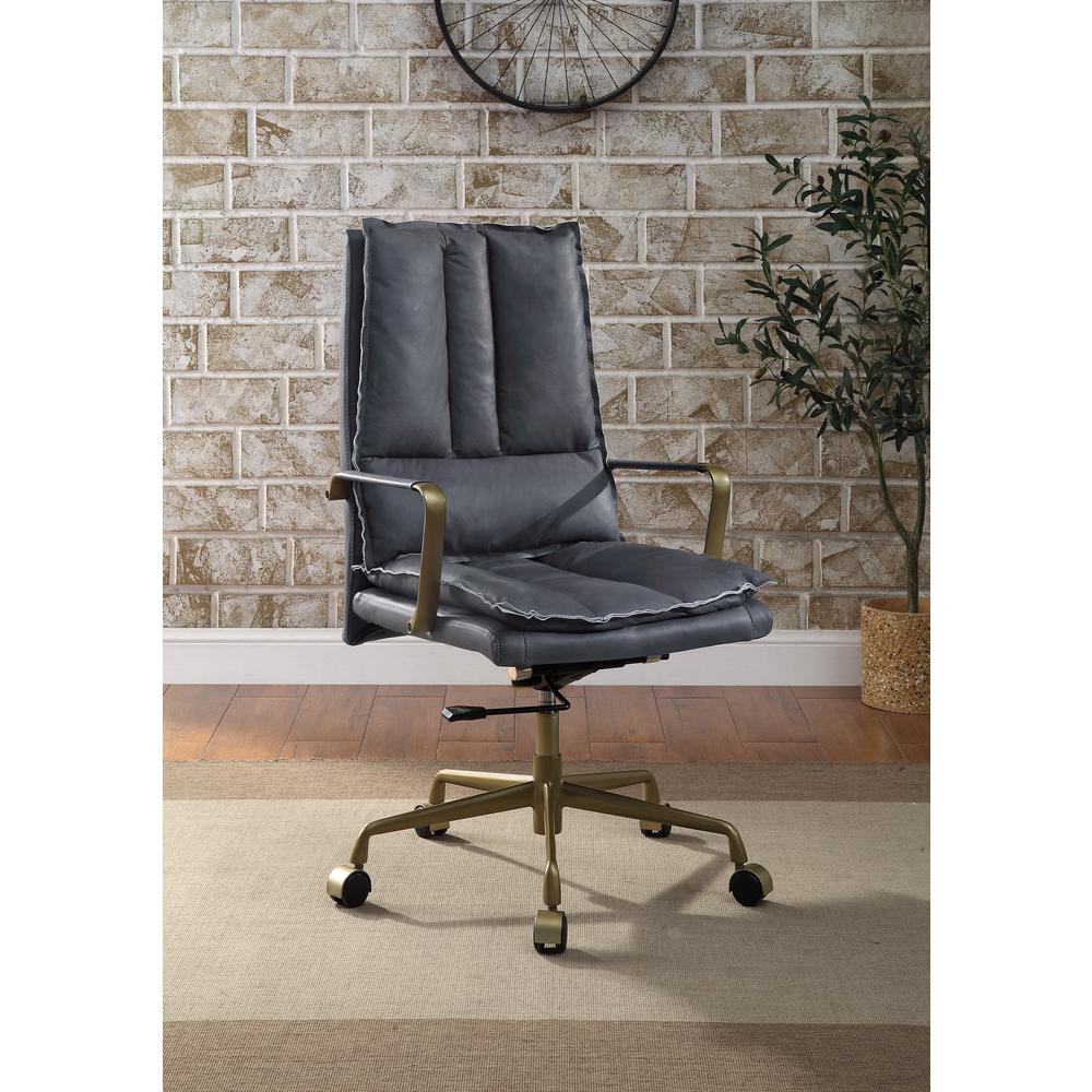 ACME Tinzud Office Chair, Gray Leather. Picture 1