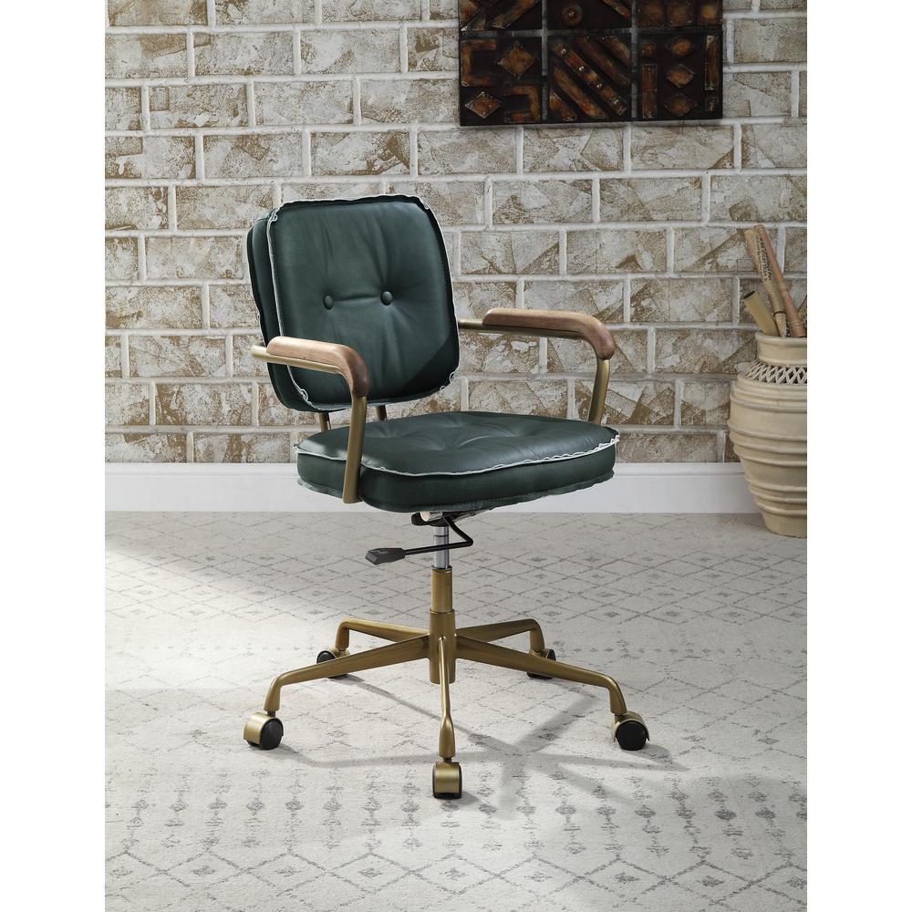 ACME Siecross Office Chair, Emerald Green Leather. Picture 1