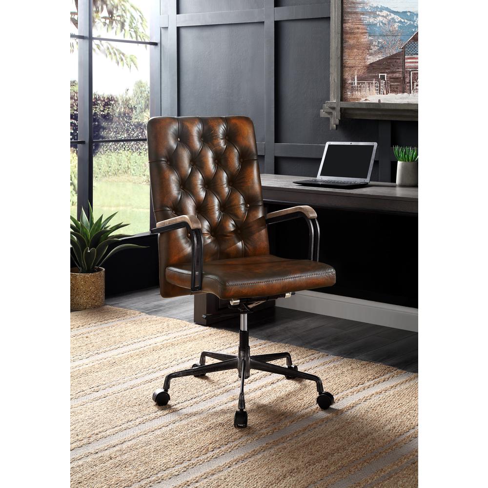 ACME Noknas Office Chair, Brown Leather. Picture 1