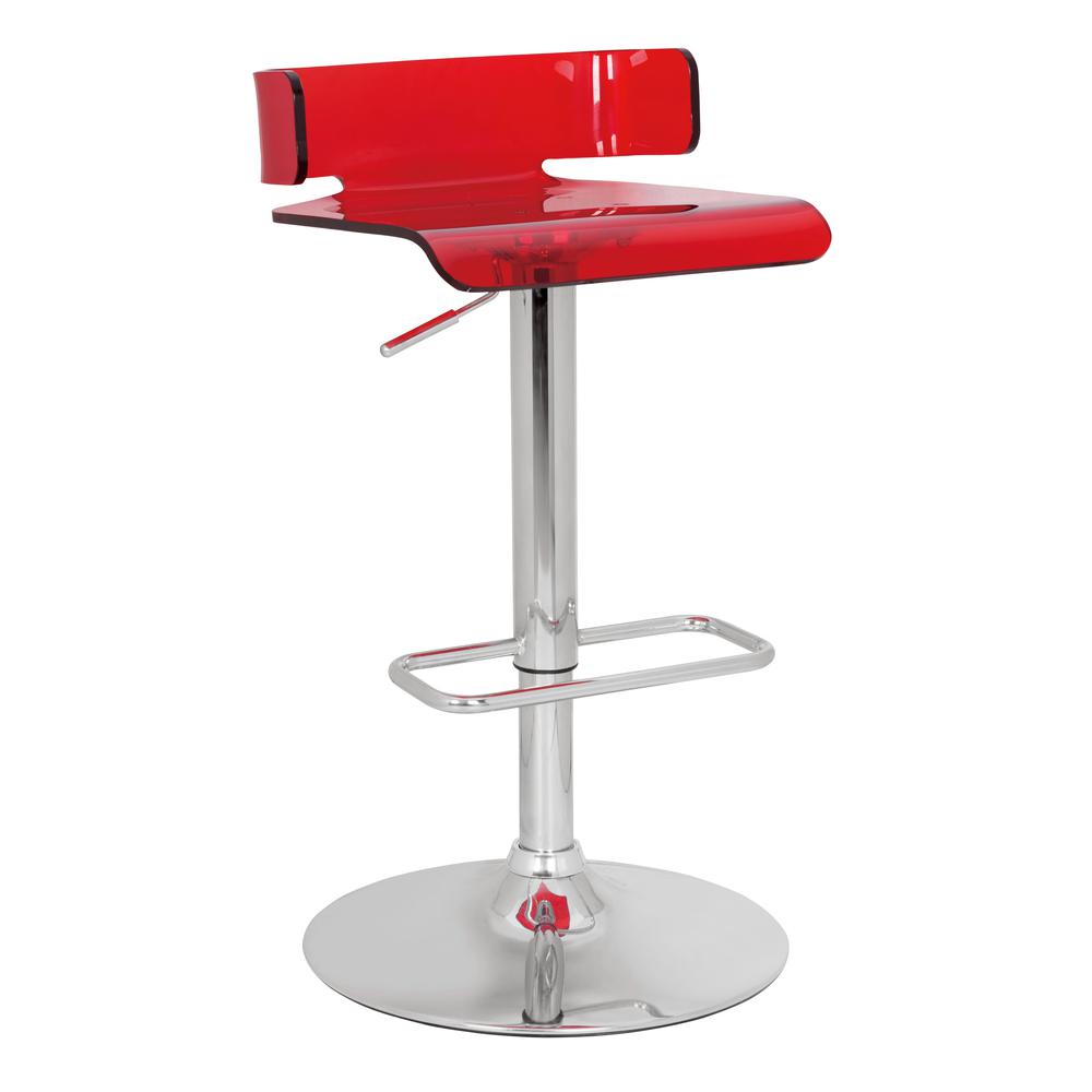 Rania Adjustable Stool w/Swivel, Red & Chrome, 22"~31" Seat Height. Picture 3