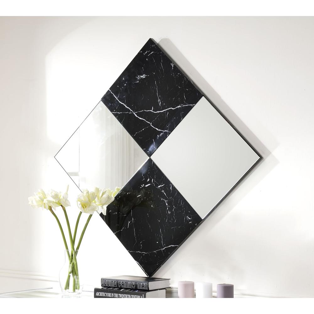 Wall Accent Mirror, Mirrored & Faux Marble 97565. Picture 2