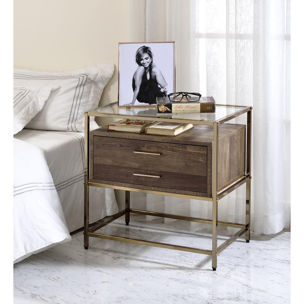 Accent Table, Walnut & Champagne Finish 97867. Picture 5