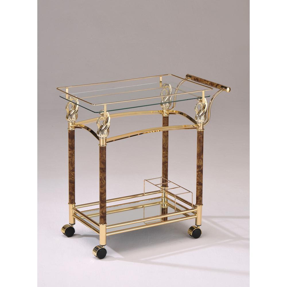Helmut Serving Cart, Gold Plated & Clear Glass (98002). Picture 2