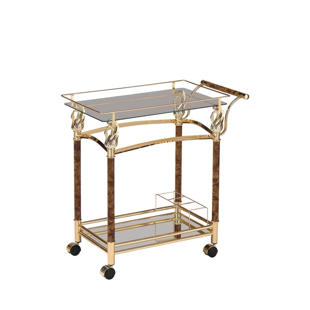 Helmut Serving Cart, Gold Plated & Clear Glass (98002). Picture 1
