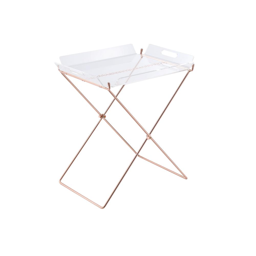 Cercie Tray Table, Clear Acrylic & Copper. Picture 1